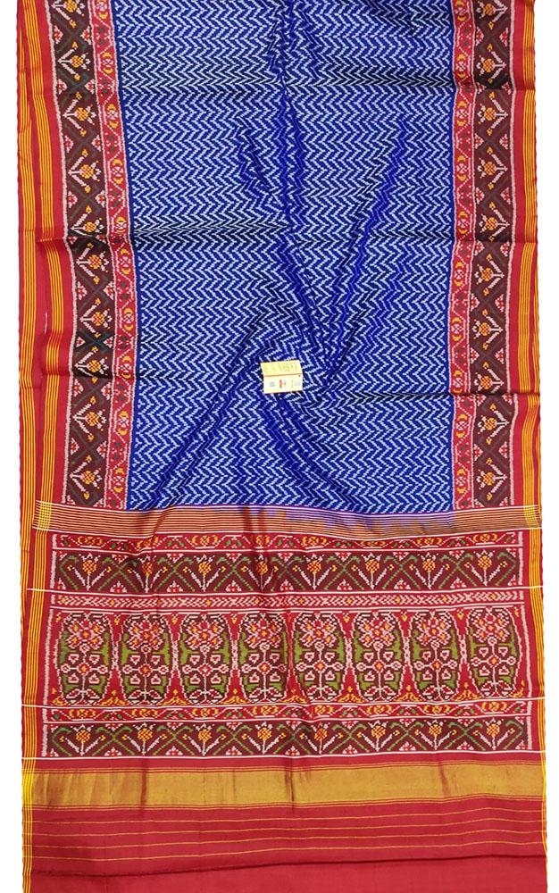 Blue Handloom Semi Patan Patola Pure Silk Saree - Luxurion World