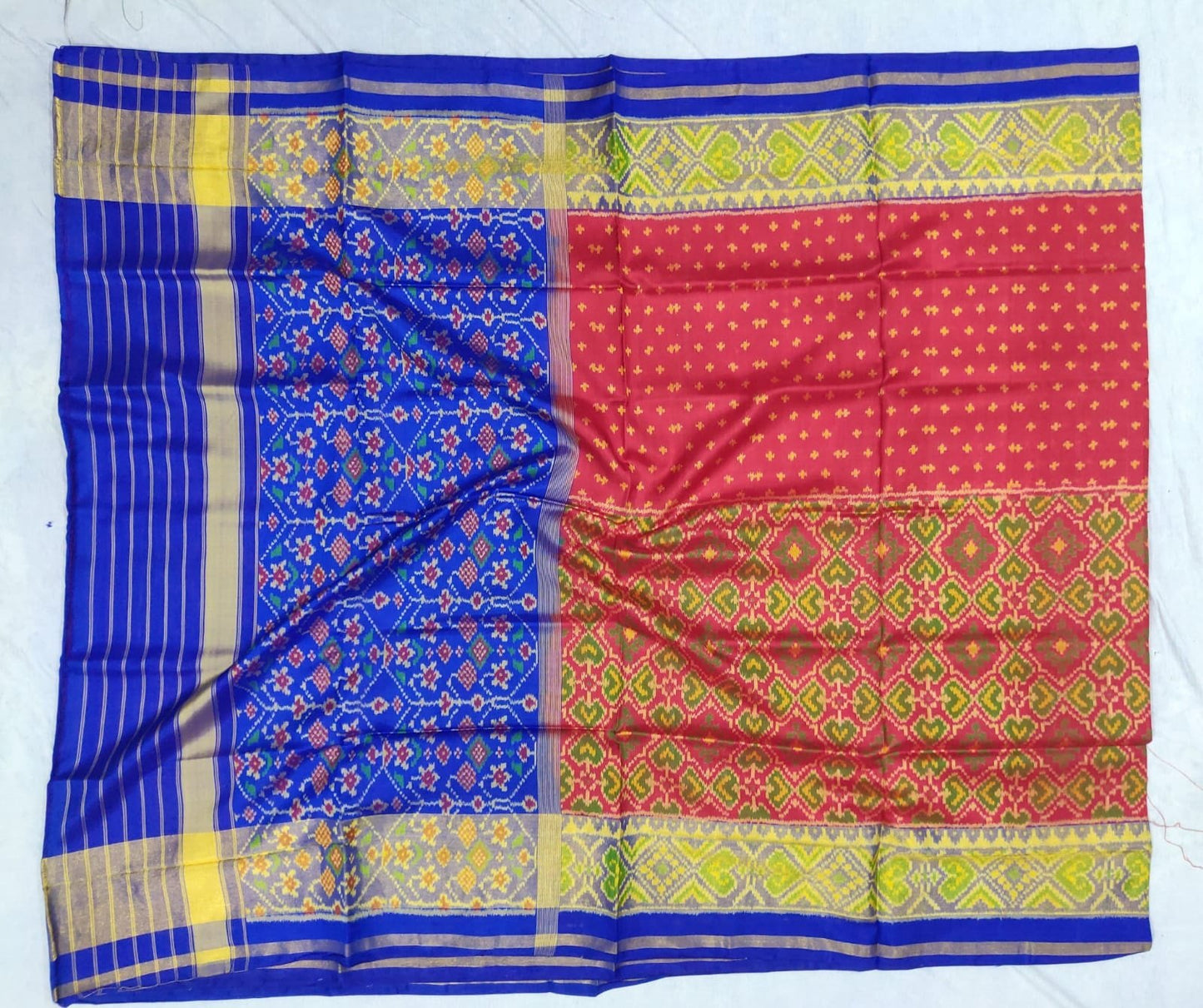 Multicolor Handloom Single Ikat Patola Pure Silk Saree - Luxurion World