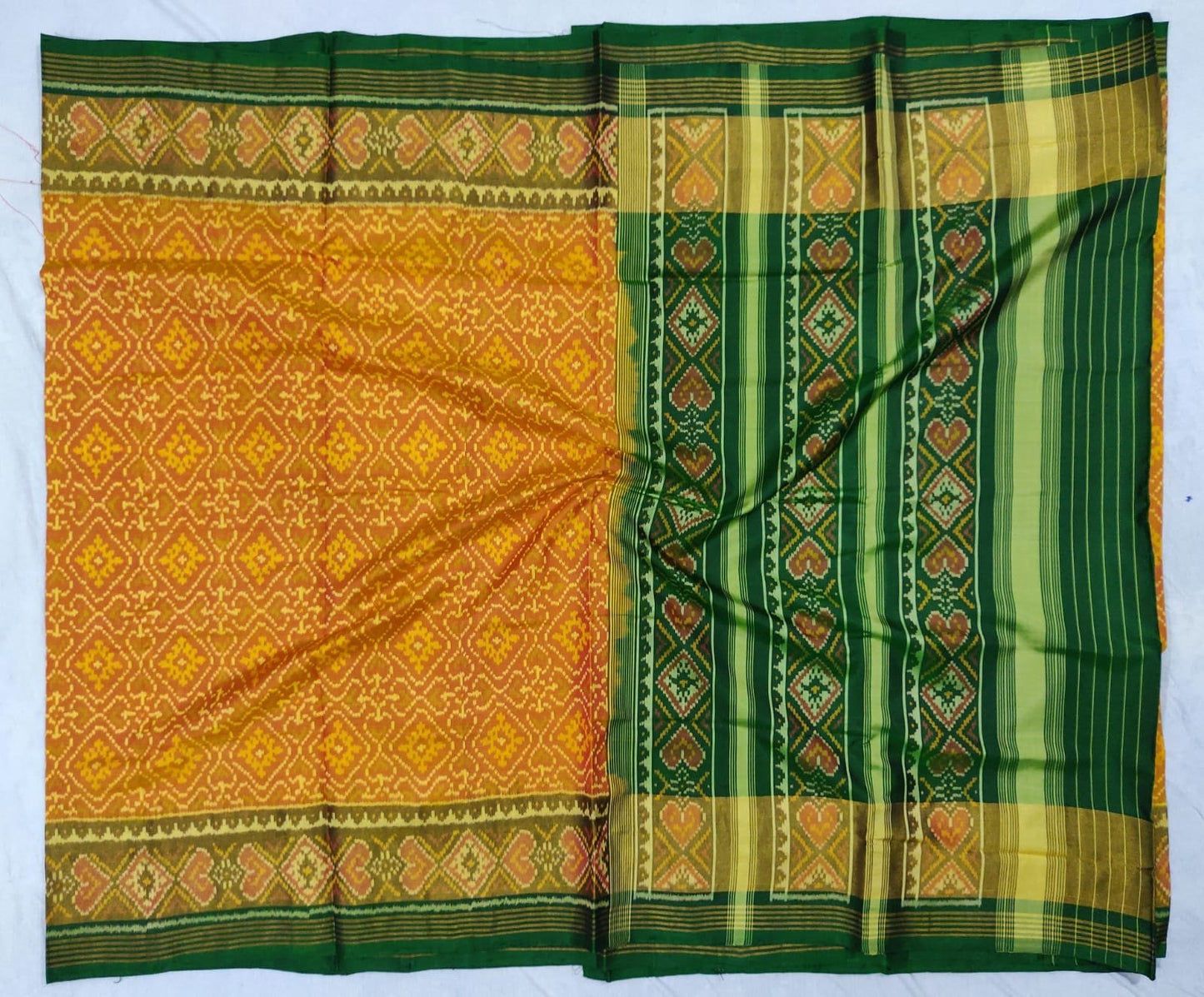 Yellow Handloom Single Ikat Patola Pure Silk Saree - Luxurion World
