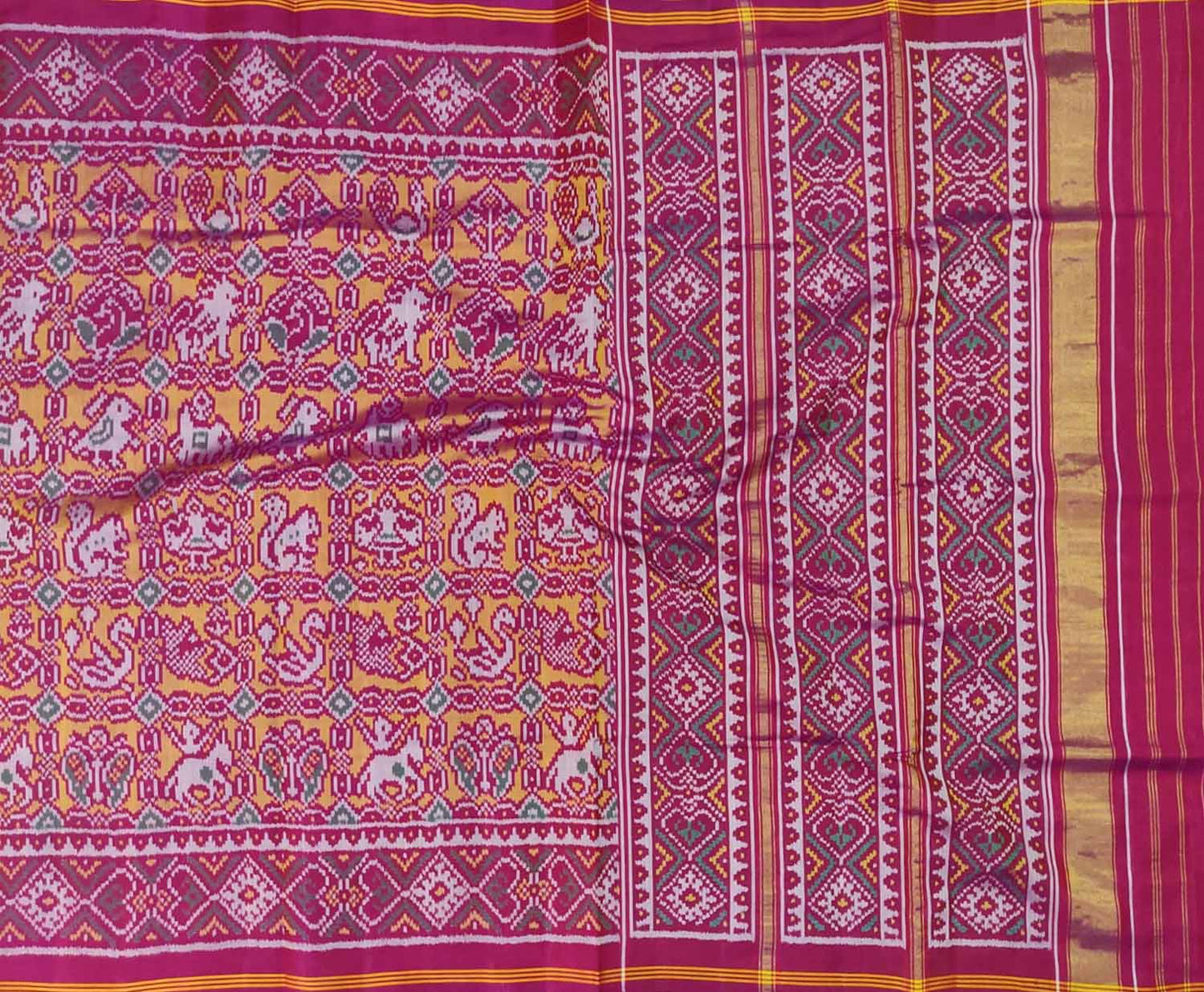 Pink Handloom Semi Patan Patola Pure Silk Saree - Luxurion World