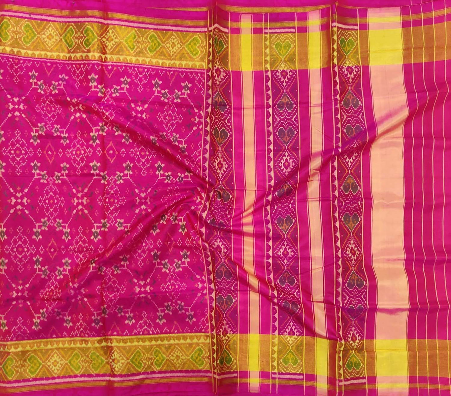 Pink Handloom Single Ikat Patola Pure Silk Saree - Luxurion World