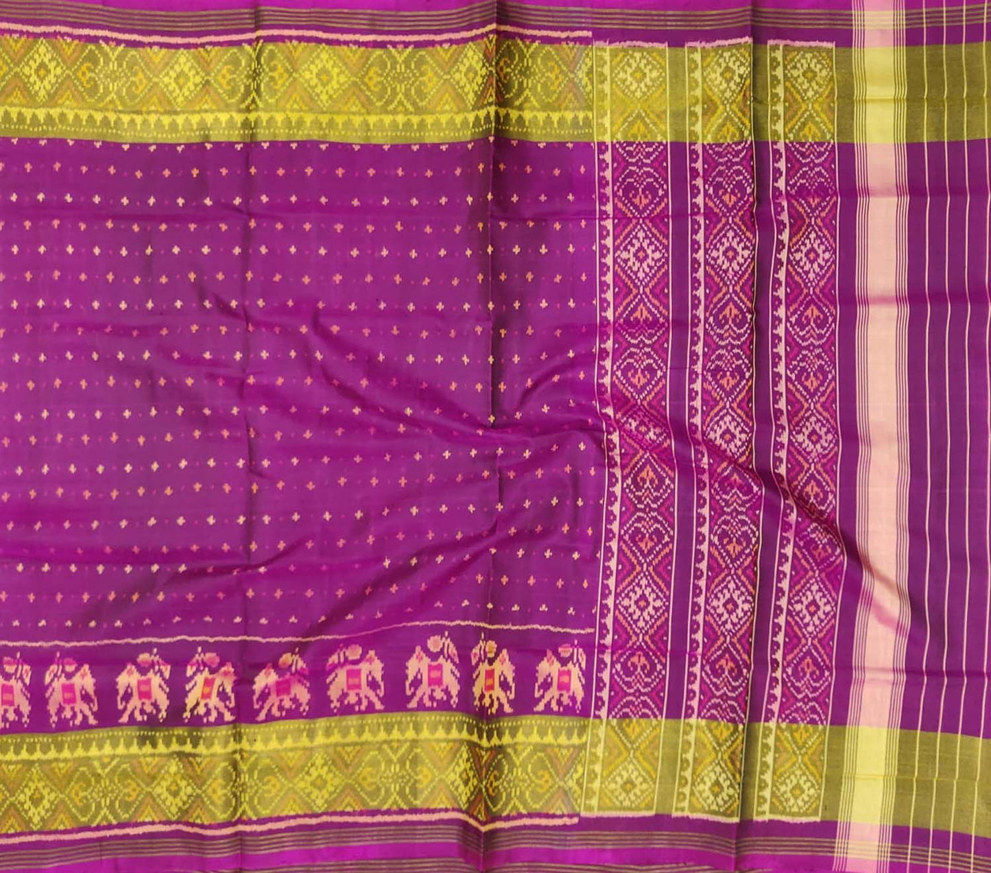 Purple Handloom Single Ikat Patola Pure Silk Saree - Luxurion World