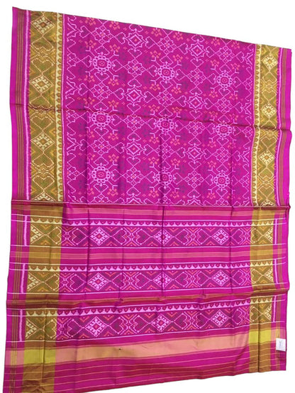 Pink Handloom Single Ikat Patola Pure Silk Saree - Luxurion World