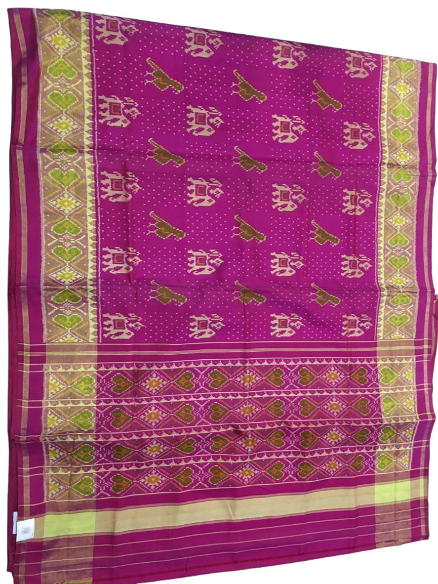 Purple Handloom Single Ikat Patola Pure Silk Saree - Luxurion World