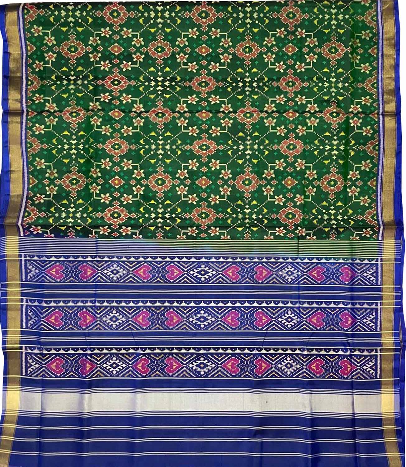 Stylish Green Handloom Patola Single Ikat Saree for Elegant Women - Luxurion World