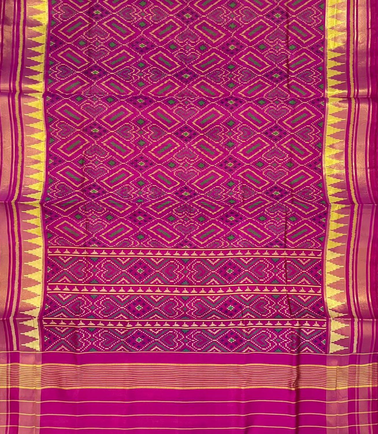 Pure Silk Pink Handloom Patola Single Ikat Saree - Traditional Elegance - Luxurion World