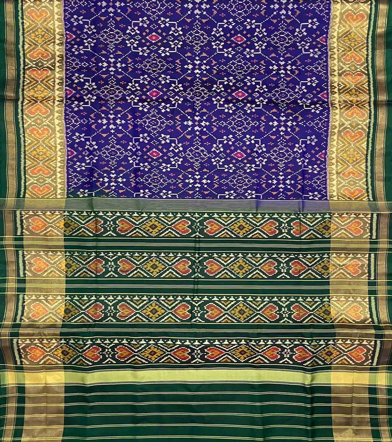 Blue Single Ikat Patola Handloom Pure Silk Saree - Luxurion World