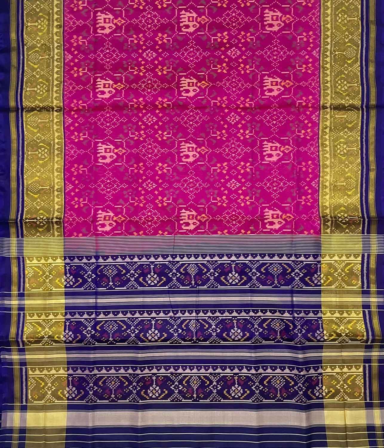 Pink Single Ikat Patola Handloom Pure Silk Saree - Luxurion World