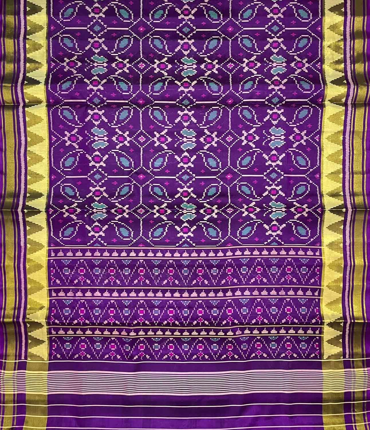 Purple Single Ikat Patola Handloom Pure Silk Saree - Luxurion World