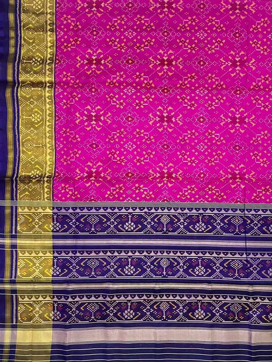 Pink Handloom Patola Pure Silk Single Ikat Saree - Luxurion World