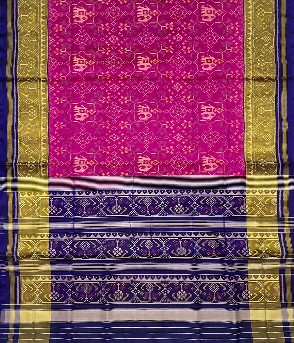 Pink Handloom Patola Pure Silk Single Ikat Saree - Luxurion World