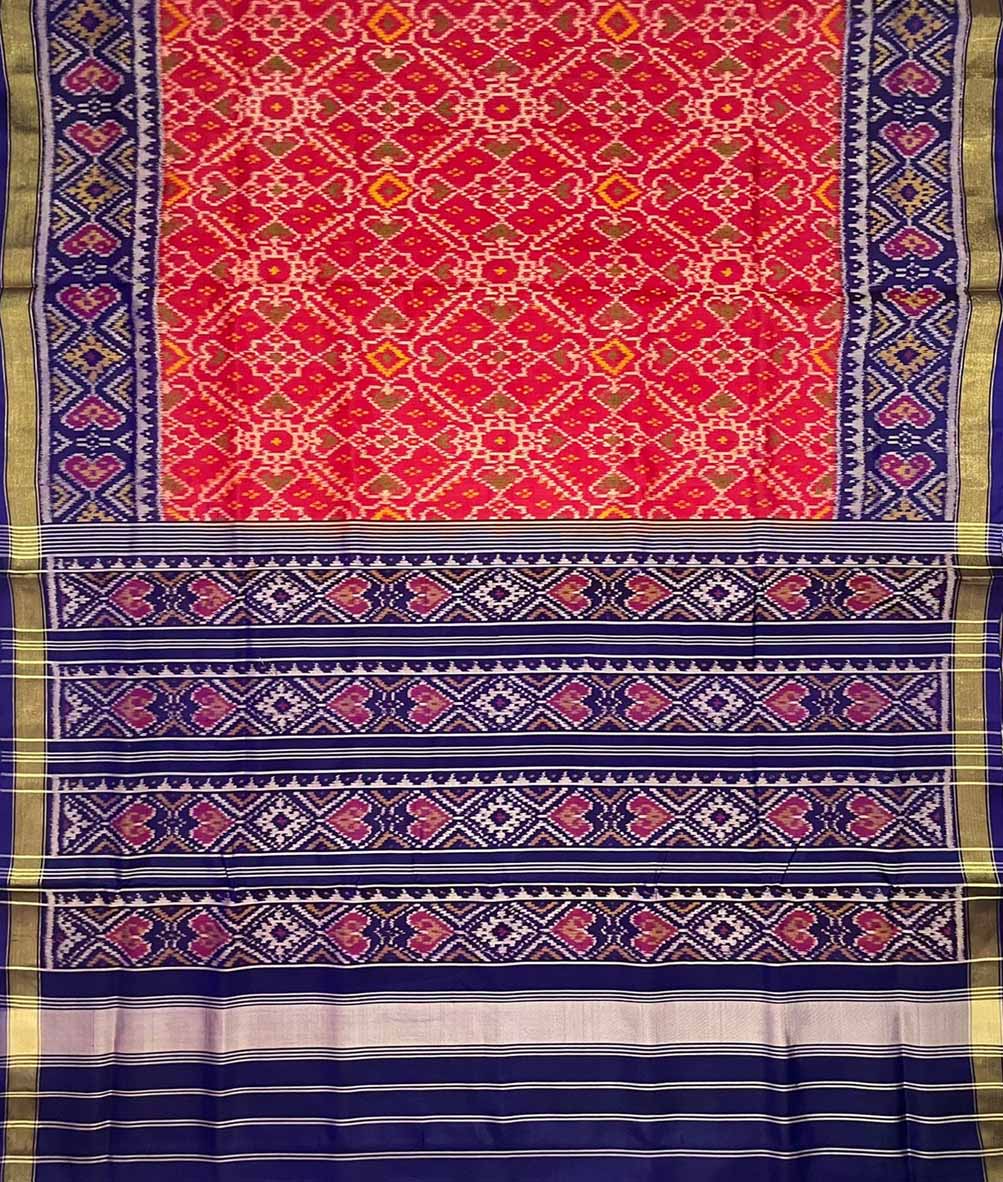Red Handloom Patola Pure Silk Single Ikat Saree - Luxurion World
