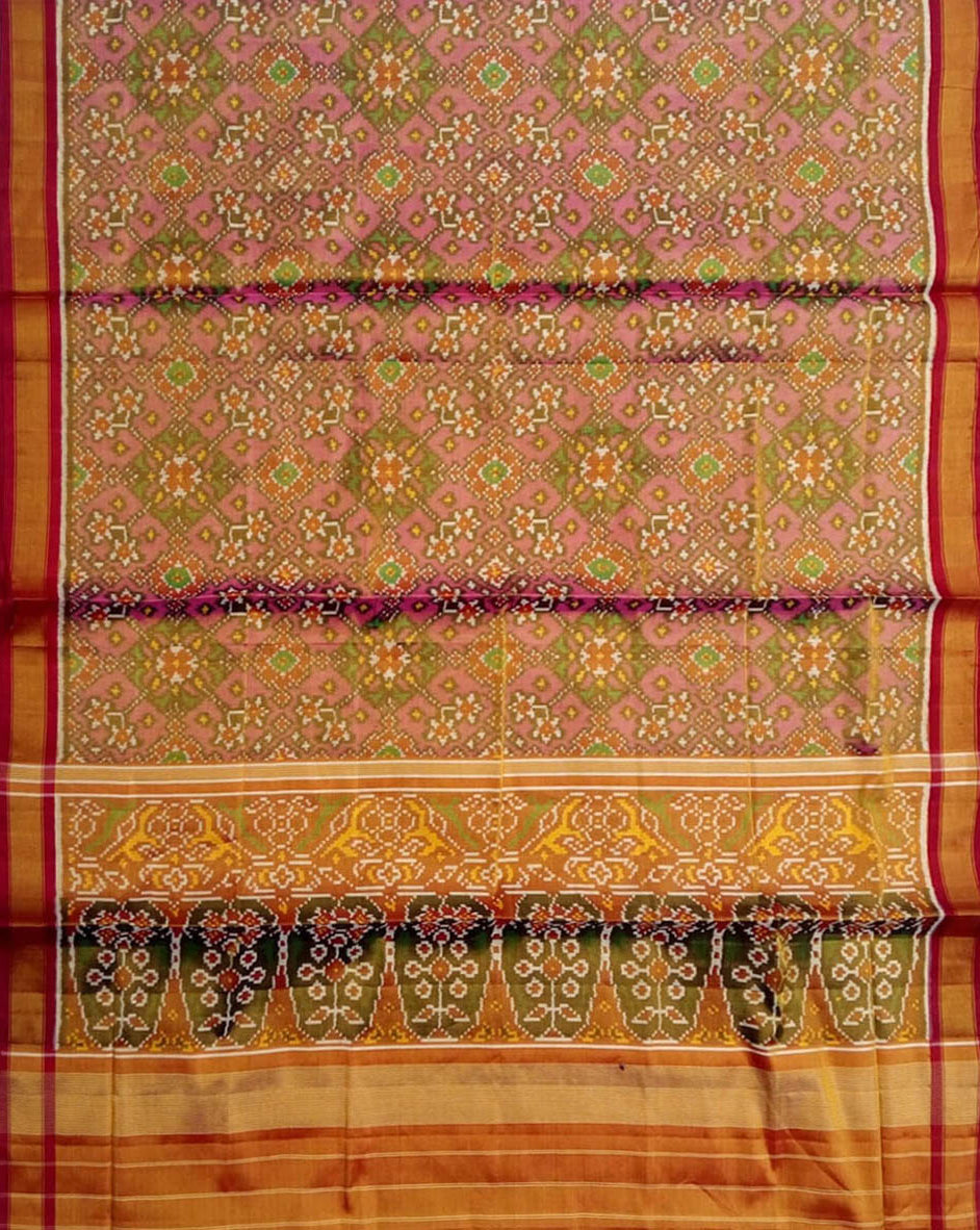 Multicolor Patola Handloom Pure Tissue Silk Saree - Luxurion World