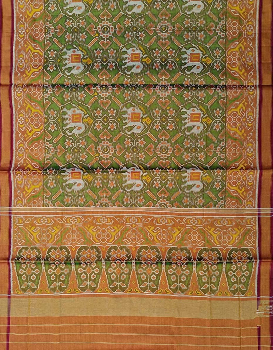 Green Patola Handloom Pure Tissue Silk Saree - Luxurion World