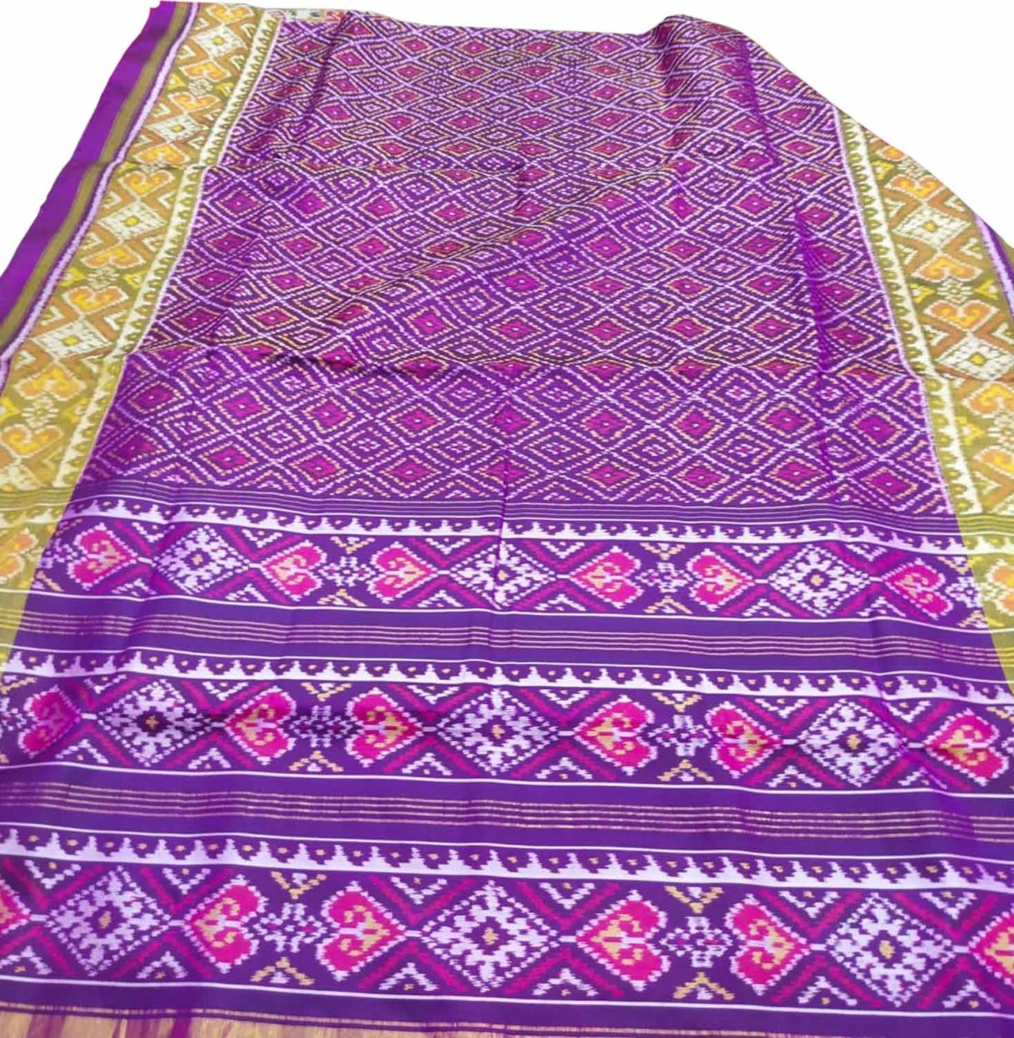 Purple Patola Handloom Pure Silk Rajkot Patola Saree - Luxurion World