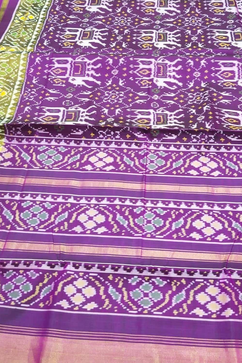 Purple Patola Handloom Pure Silk Rajkot Patola Saree - Luxurion World
