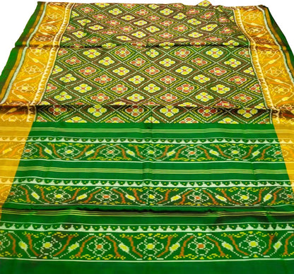 Green Patola Handloom Pure Silk Rajkot Patola Saree - Luxurion World