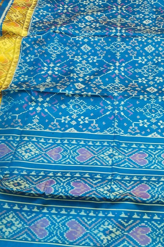 Blue Patola Handloom Pure Silk Rajkot Patola Saree