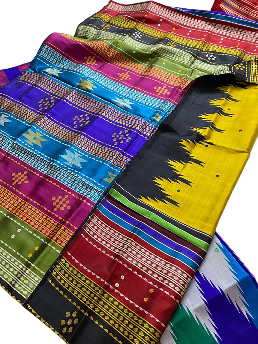 Multicolor Sambalpuri Handloom Pure Silk Saree - Luxurion World