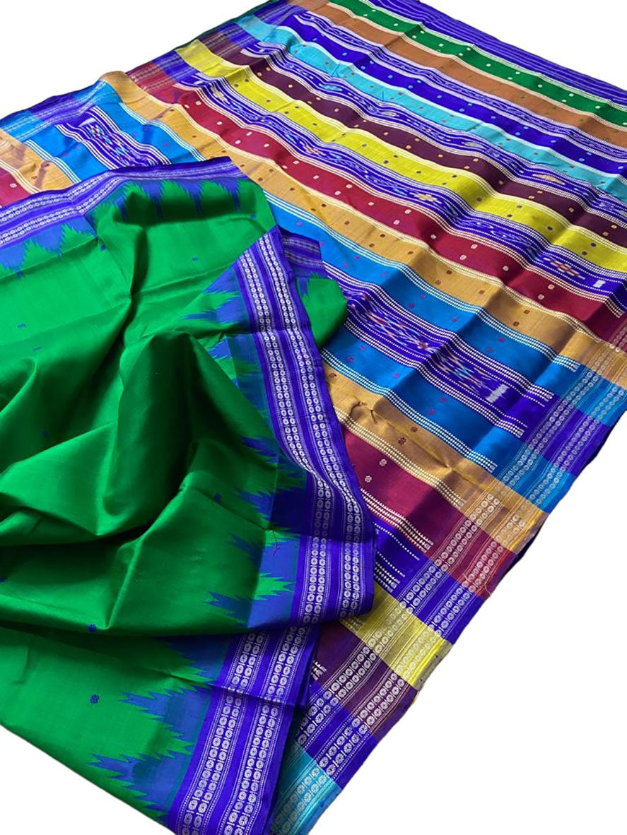 Multicolor Sambalpuri Handloom Pure Silk Saree - Luxurion World