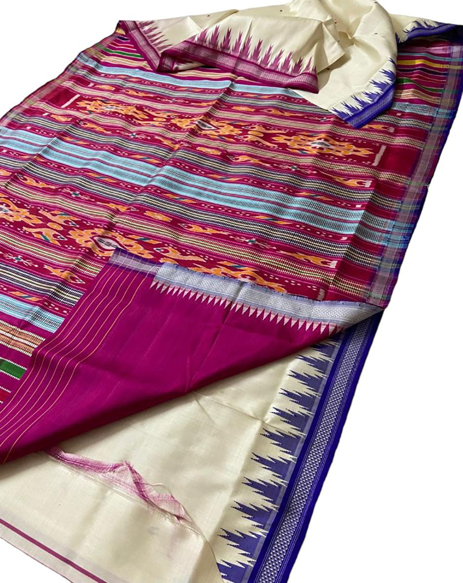 Multicolor Sambalpuri Handloom Pure Silk Saree - Luxurion World