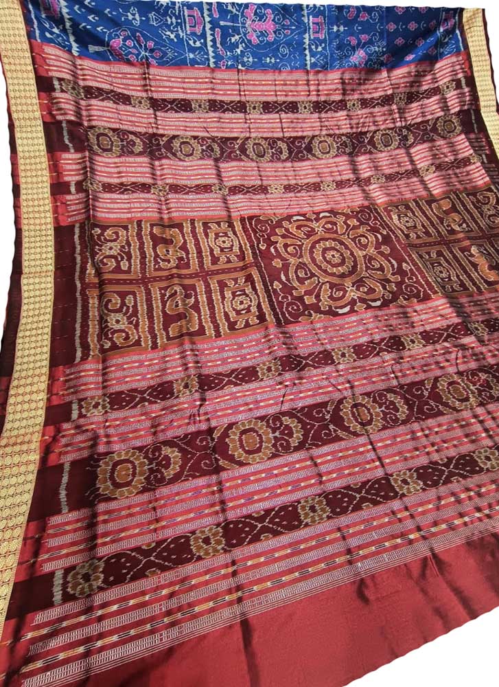 Blue Handloom Sambalpuri Silk Saree - Luxurion World