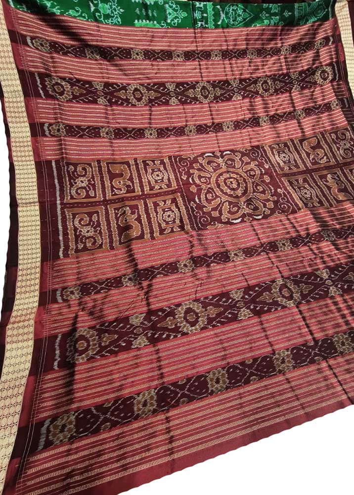 Green Handloom Sambalpuri Silk Saree - Luxurion World