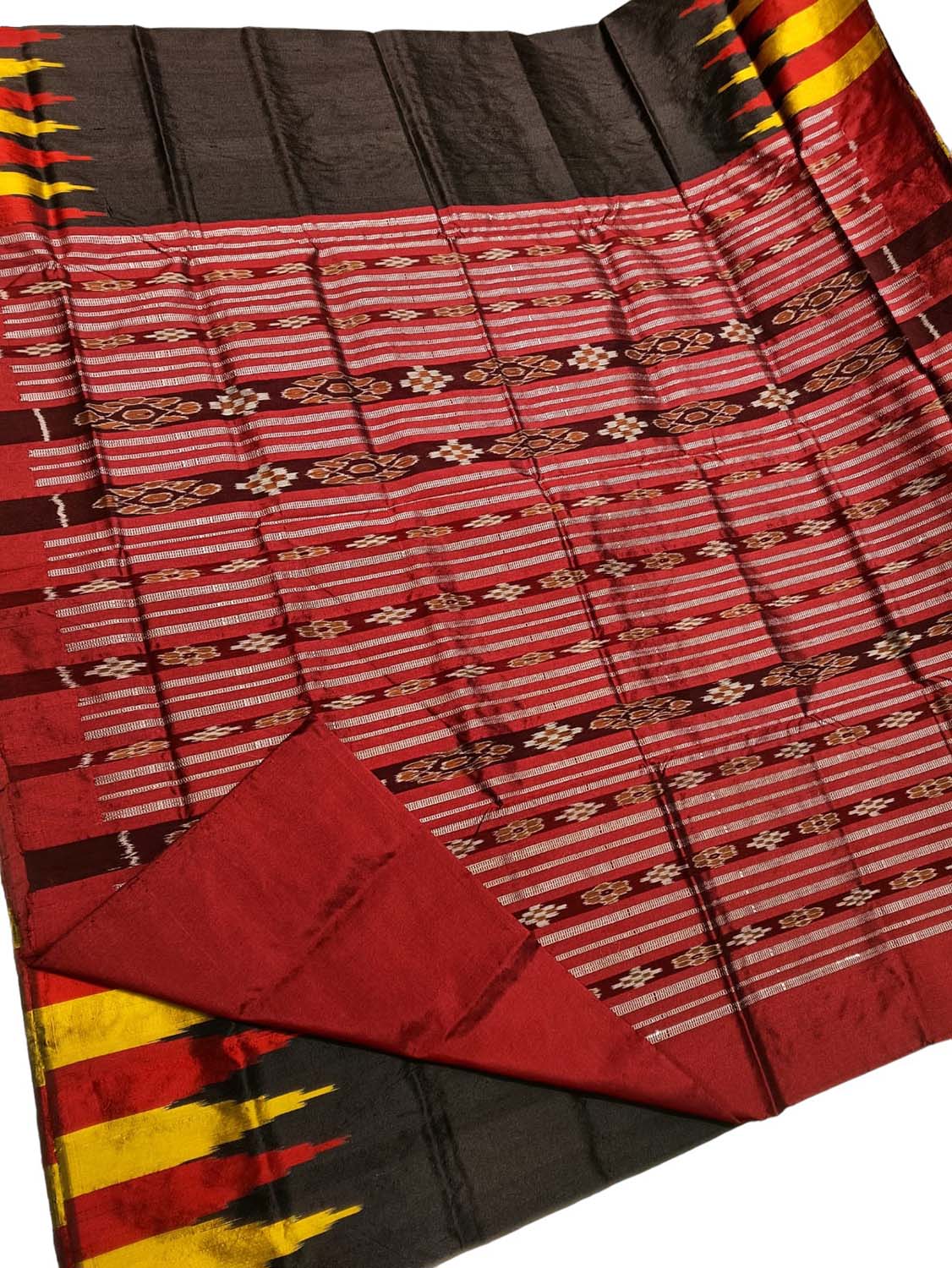 Stunning Black Handloom Ikat Silk Saree from Sambalpur - Luxurion World