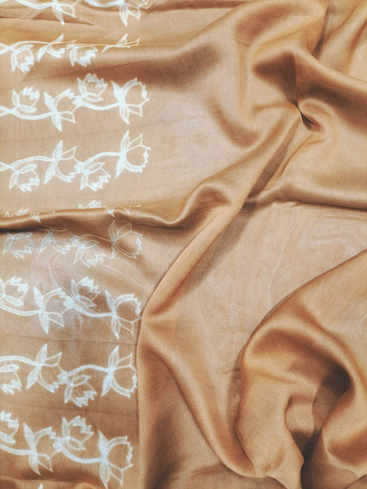 Orange Shibori Chanderi Silk Saree - Luxurion World