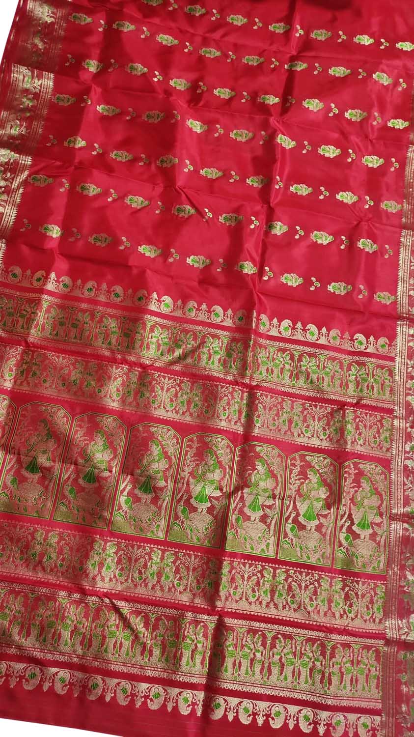 Exquisite Red Swarnachari Handloom Meenakari Silk Saree - Luxurion World