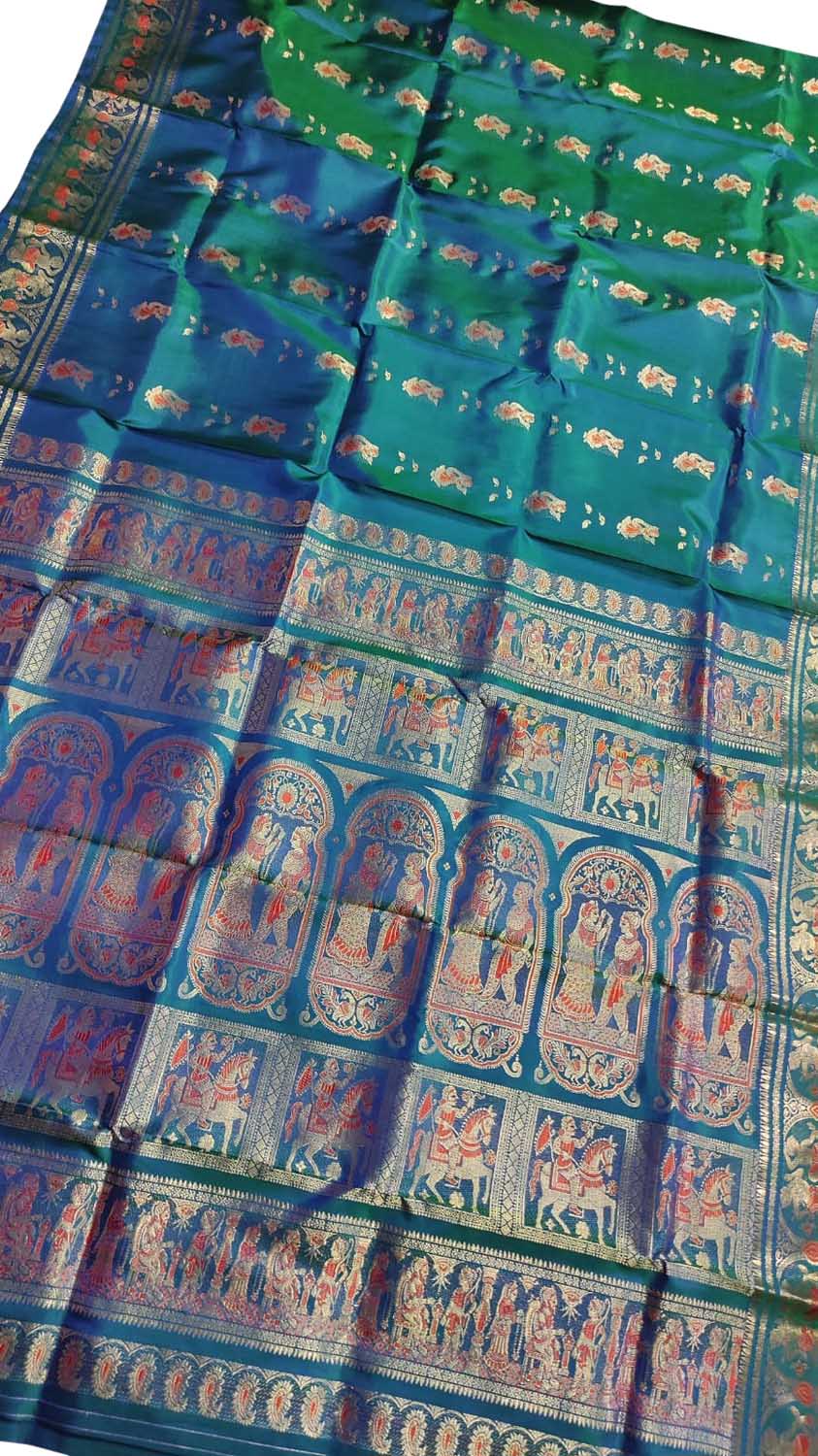 Exquisite Green Swarnachari Handloom Meenakari Silk Saree - Luxurion World