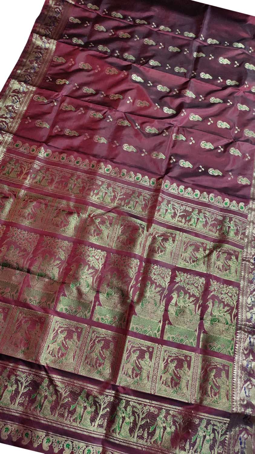 Exquisite Maroon Swarnachari Handloom Meenakari Silk Saree - Luxurion World