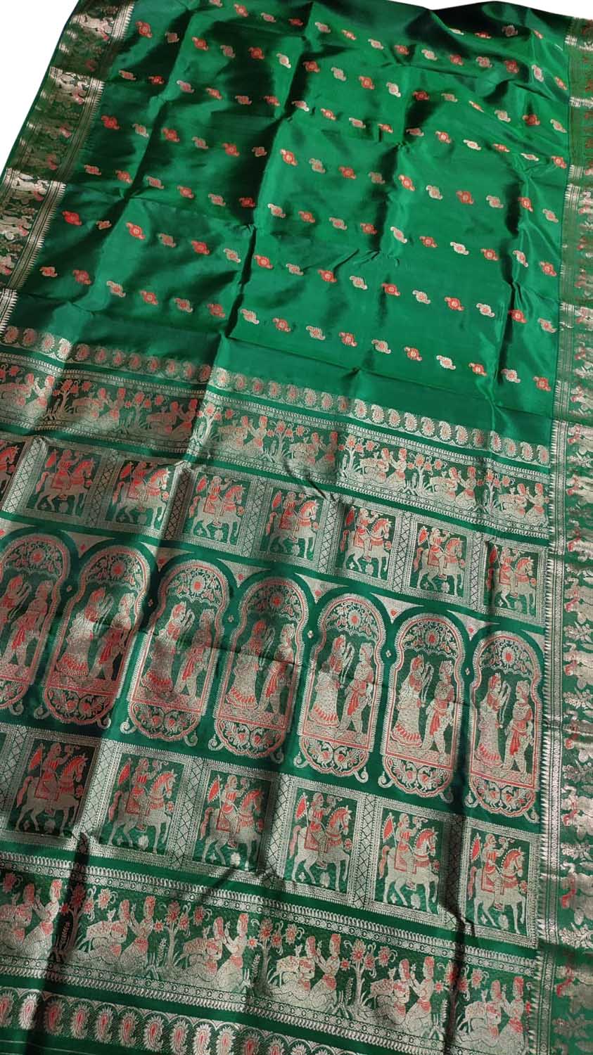 Exquisite Green Swarnachari Handloom Meenakari Silk Saree - Luxurion World