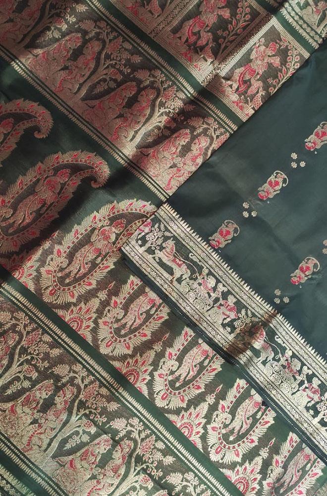 Black Handloom Swarnachari Silk Saree - Luxurion World