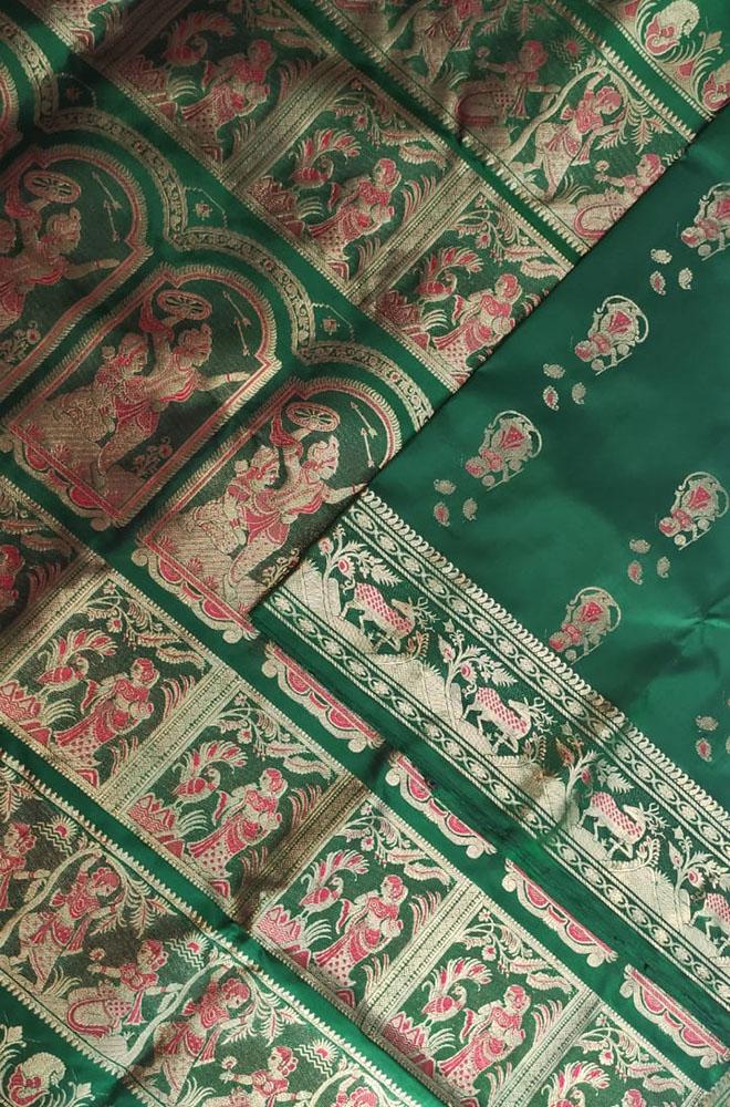 Green Handloom Swarnachari Silk Saree - Luxurion World
