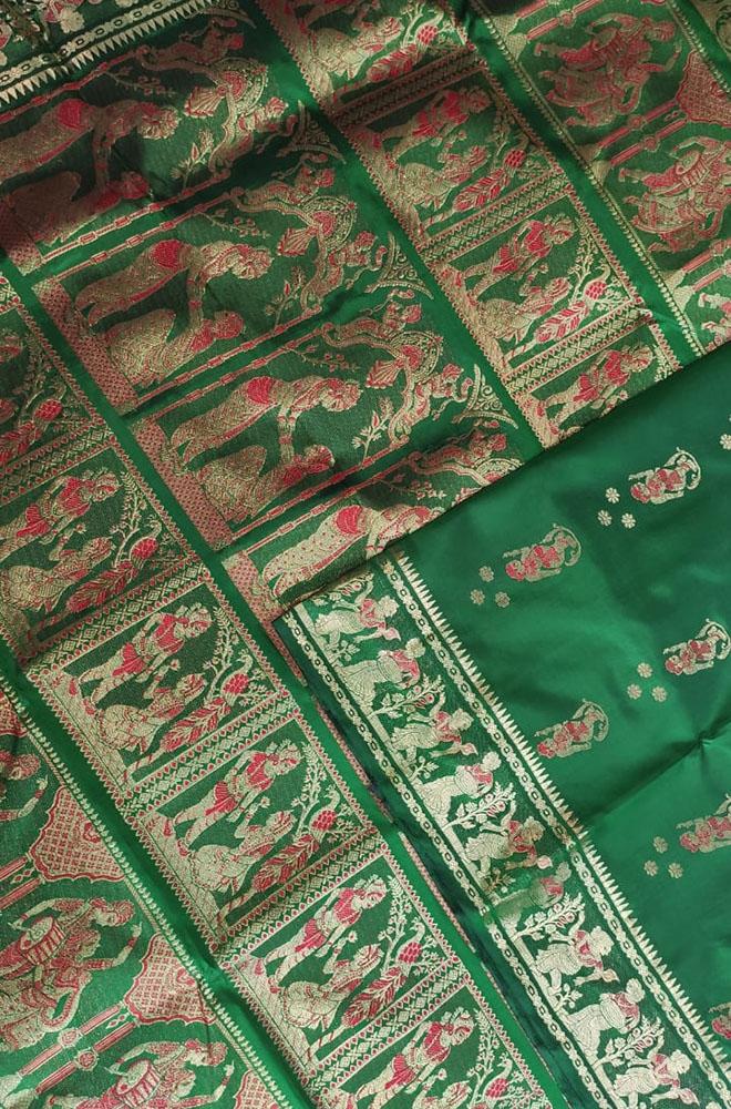 Green Handloom Swarnachari Silk Saree - Luxurion World
