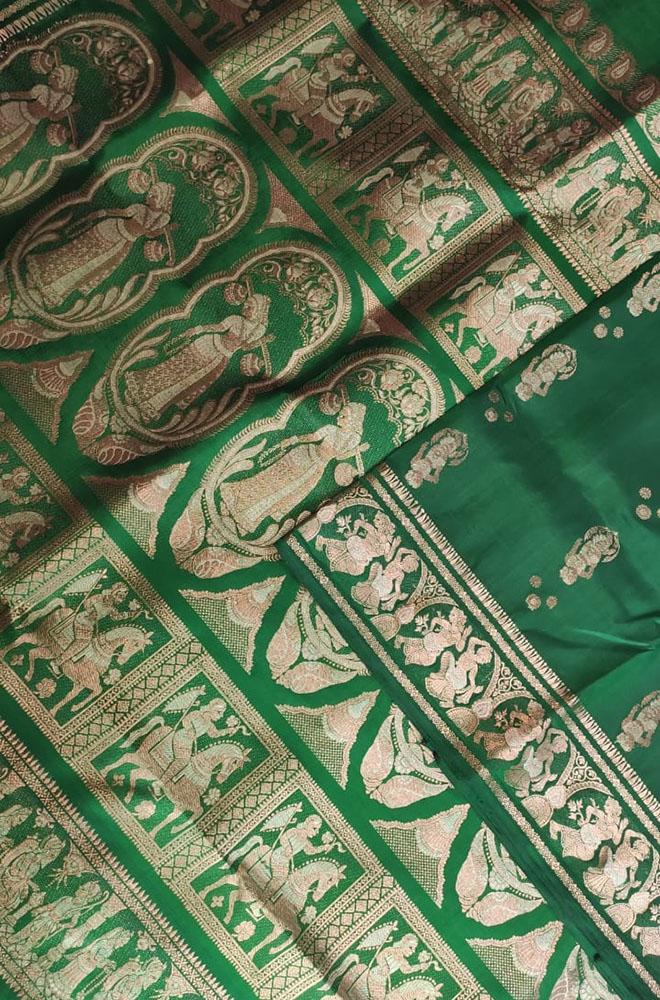 Green Handloom Swarnachari Silk Saree - Luxurion World