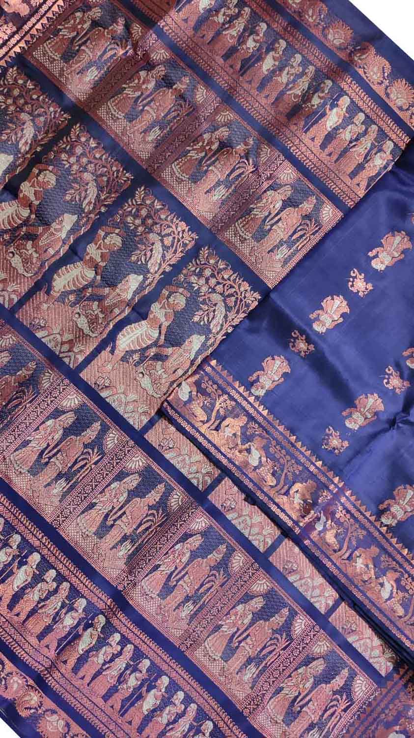 Blue Swarnachari Handloom Pure Silk Saree - Luxurion World