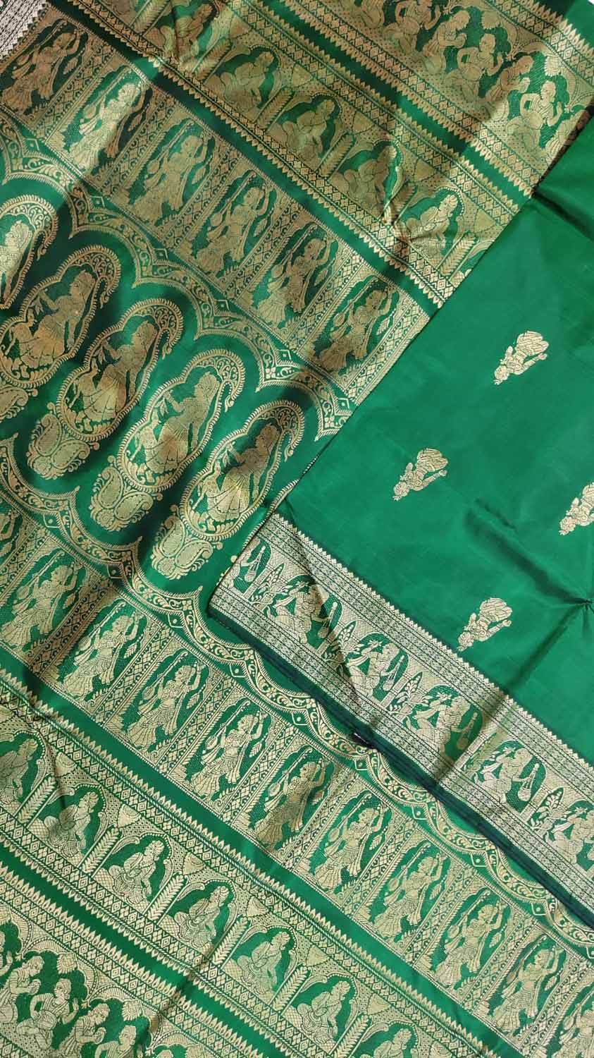 Green Baluchari Handloom Pure Silk Saree - Luxurion World