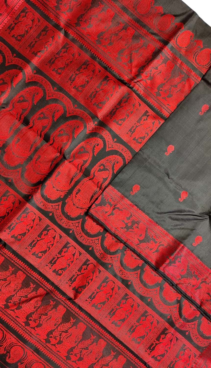 Black Baluchari Handloom Pure Silk Saree - Luxurion World