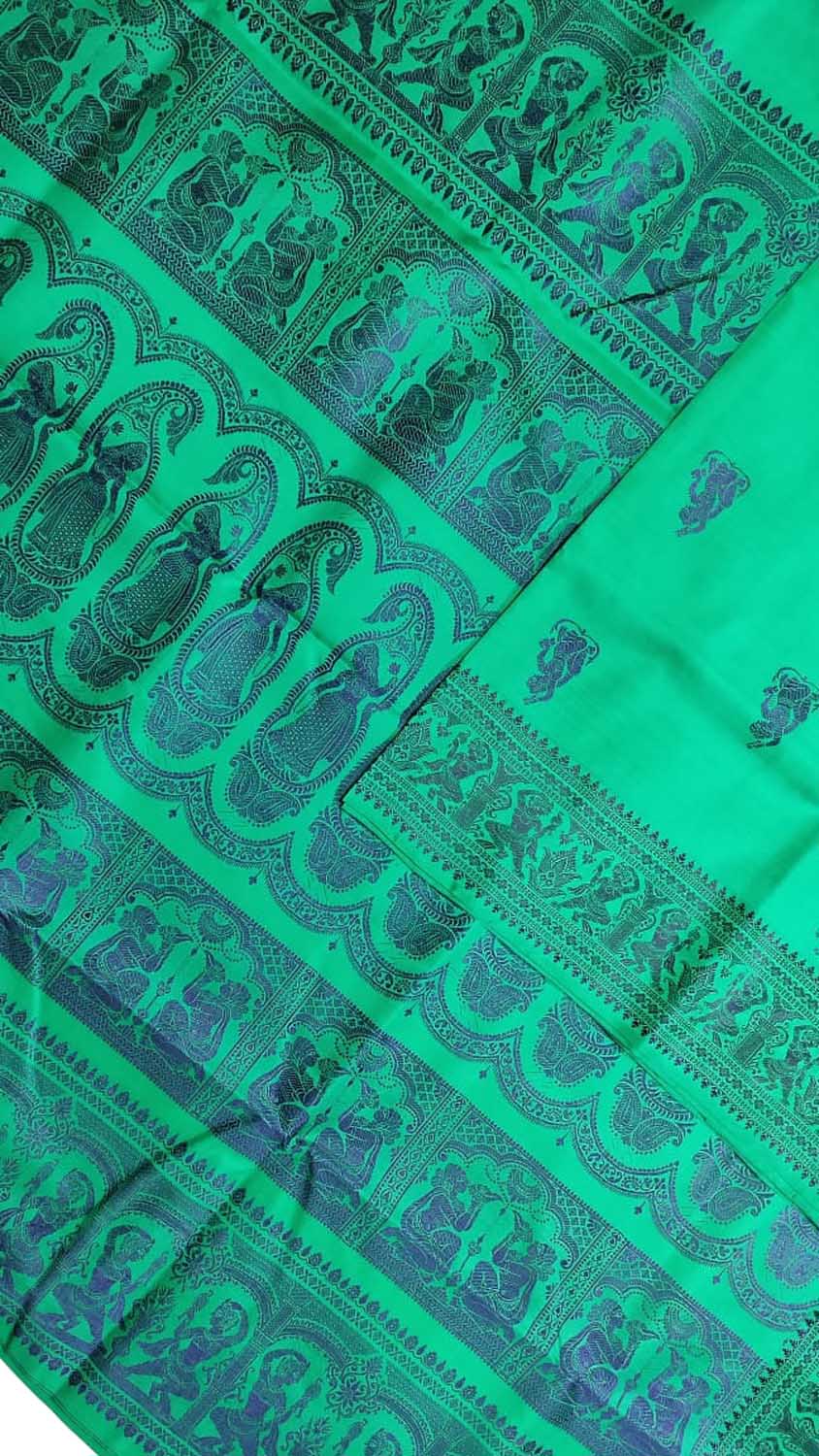 Green Baluchari Handloom Pure Silk Saree - Luxurion World
