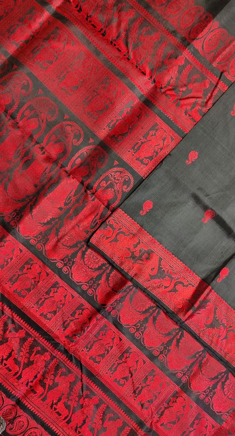 Black Baluchari Handloom Pure Silk Saree - Luxurion World