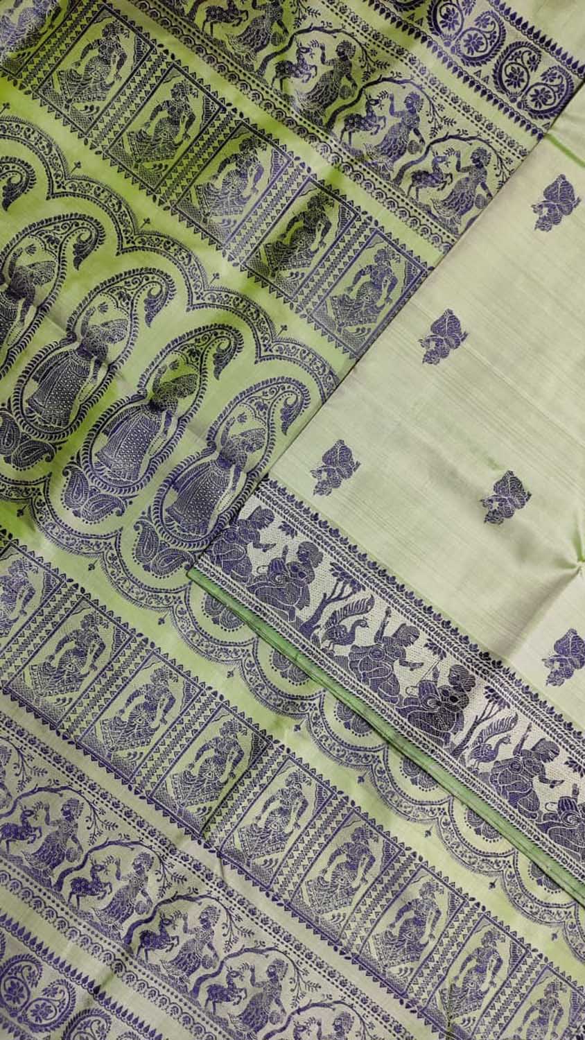 Pastel Baluchari Handloom Pure Silk Saree - Luxurion World