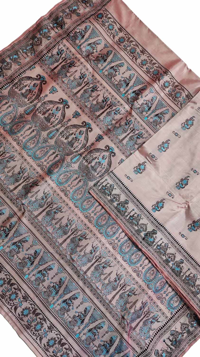 Pastel Baluchari Handloom Pure Silk Saree - Luxurion World