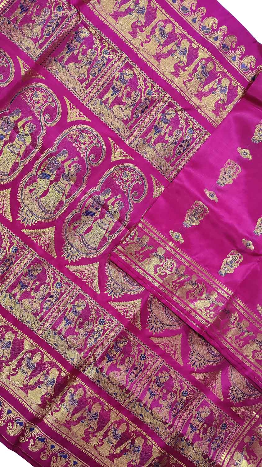 Elegant Pink Handloom Swarnachari Pure Silk Saree - Luxurion World