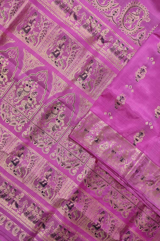 Elegant Pink Handloom Swarnachari Pure Silk Saree