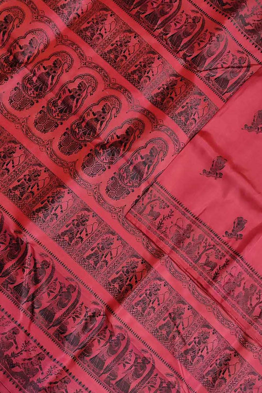 Elegant Red Handloom Swarnachari Pure Silk Saree