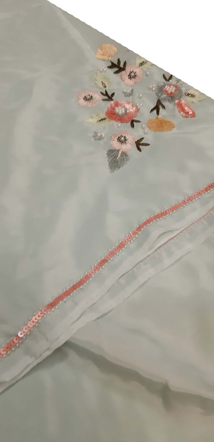 Blue Embroidered Trendy Organza Sequins Work Saree - Luxurion World