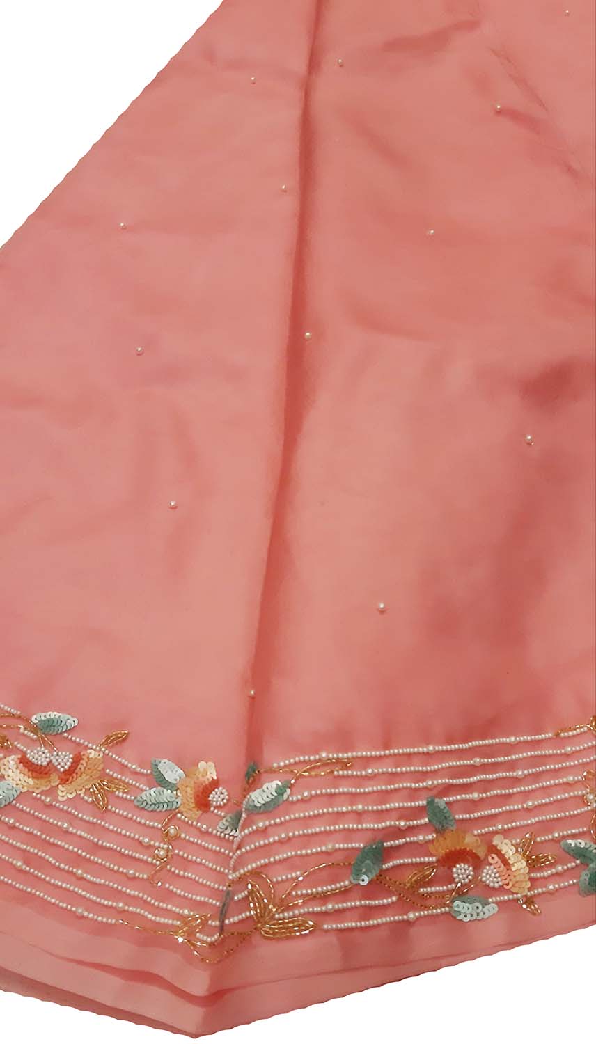 Pink Trendy Organza Sequins And Beads Work Saree - Luxurion World