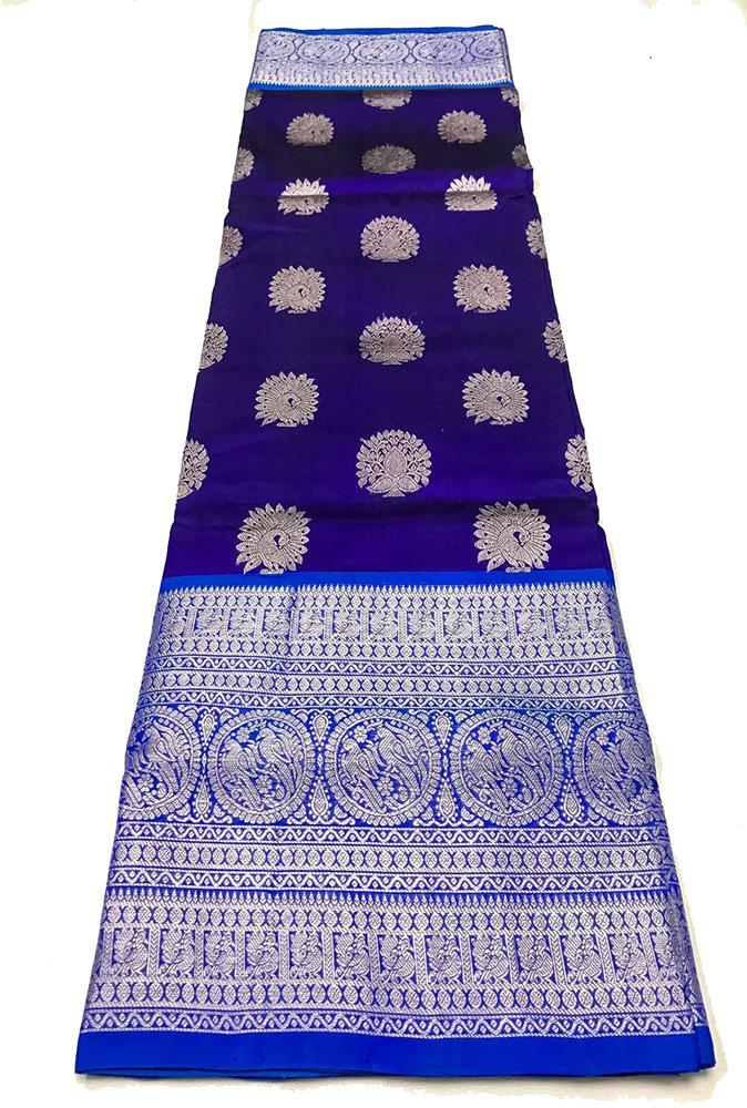 Blue Handloom Venkatgiri Pure Silk Saree - Luxurion World